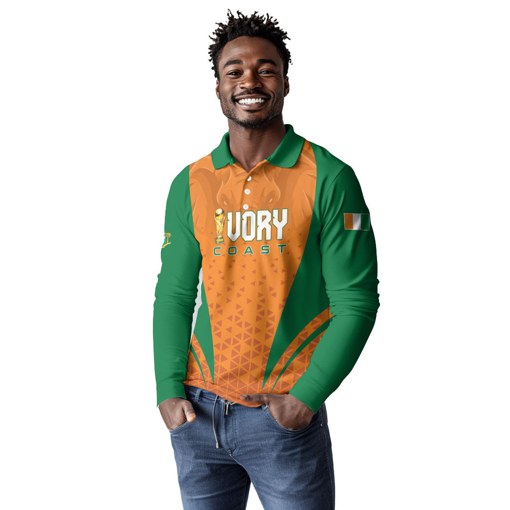 Custom Ivory Coast 2026 World Football Long Sleeve Polo Shirt Elephants Go Champions
