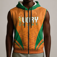 Custom Ivory Coast 2026 World Football Sleeveless Zip Hoodie Elephants Go Champions
