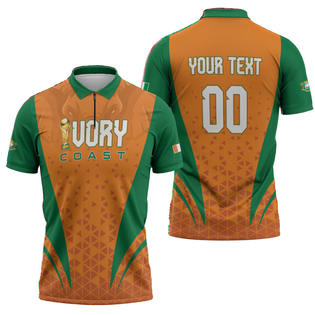 Custom Ivory Coast 2026 World Football Zipper Polo Shirt Elephants Go Champions