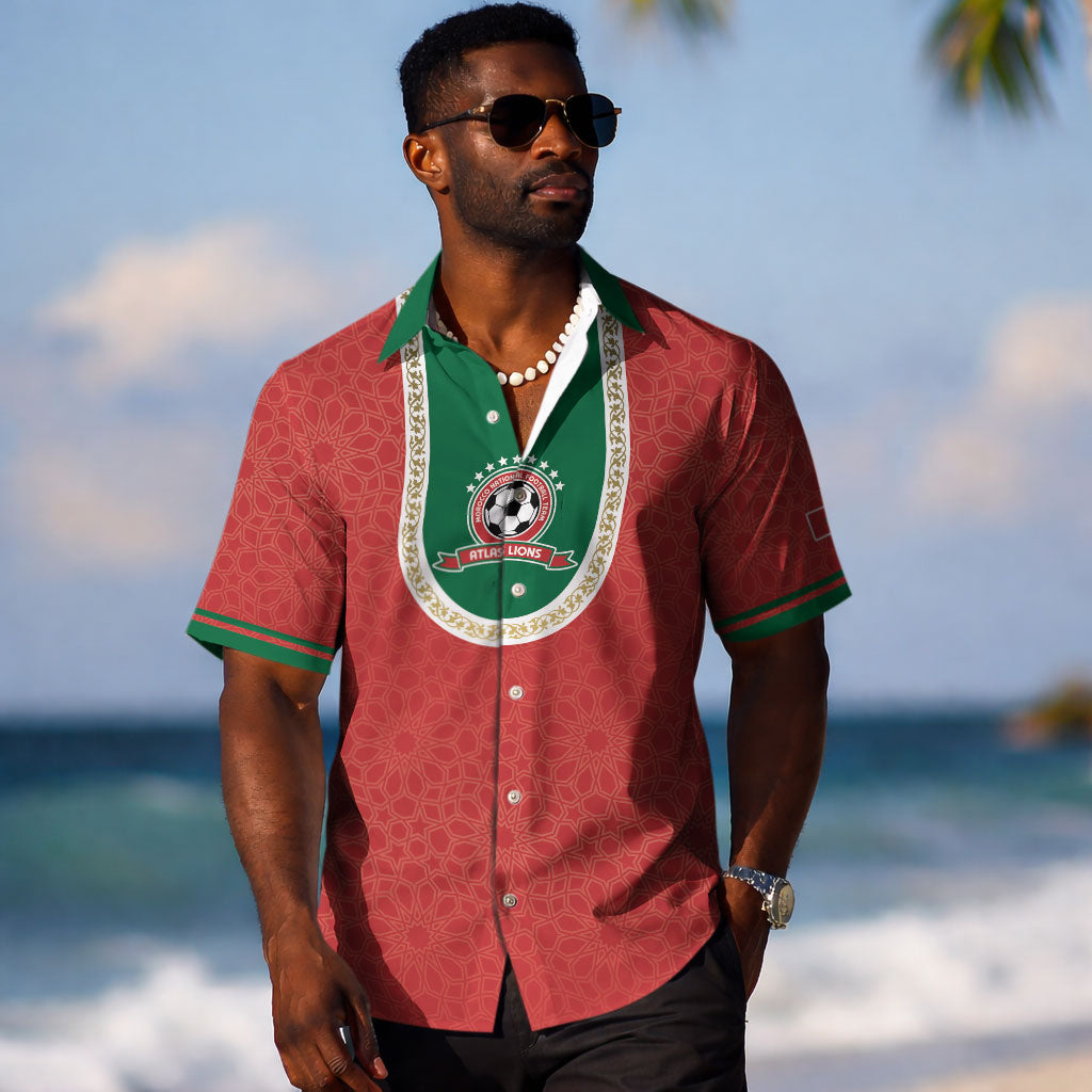 Custom Morocco 2026 World Football Hawaiian Shirt Atlas Lions Go Champions LT01
