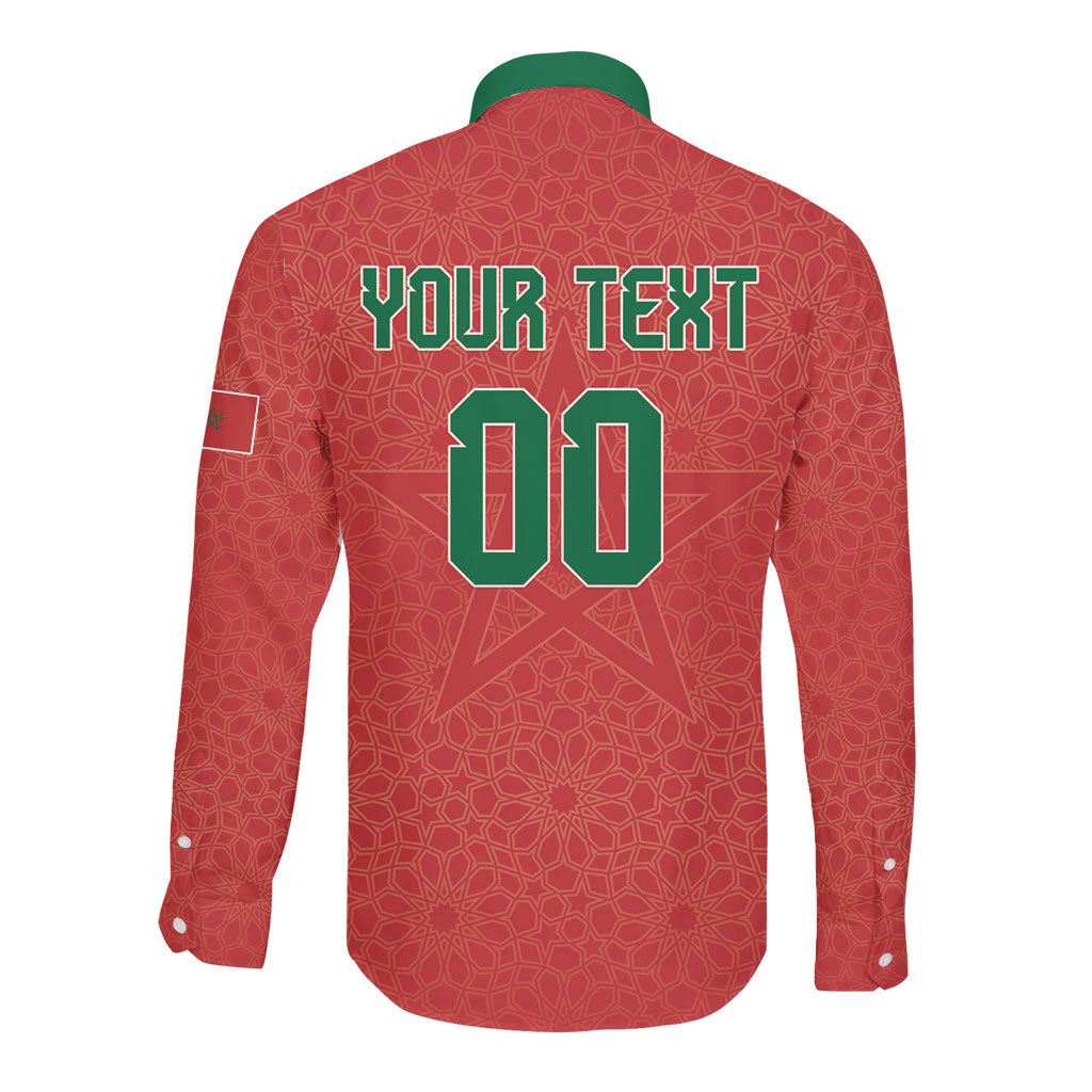 Custom Morocco 2026 World Football Long Sleeve Button Shirt Atlas Lions Go Champions