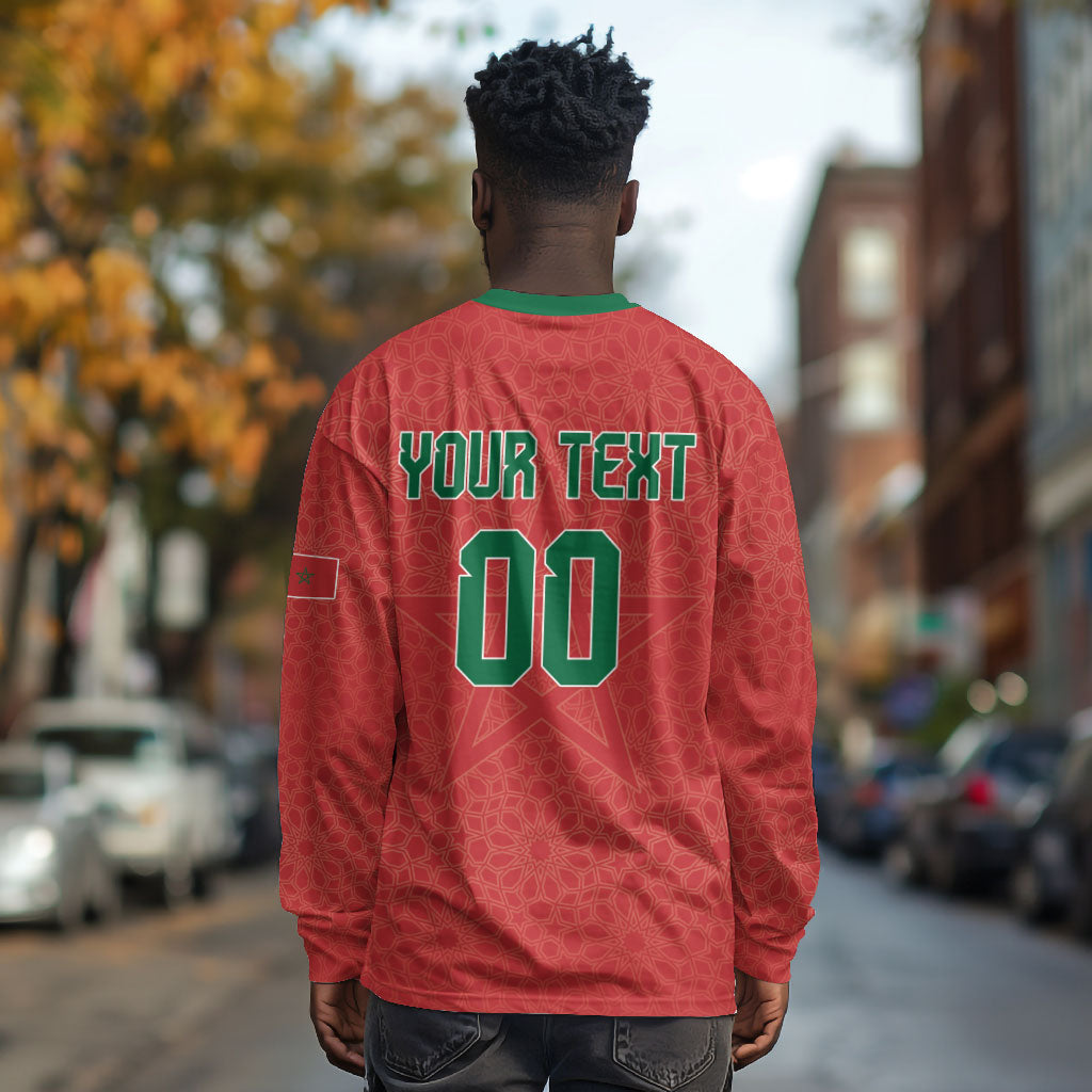 Custom Morocco 2026 World Football Long Sleeve Shirt Atlas Lions Go Champions