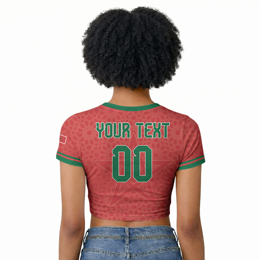 Custom Morocco 2026 World Football Raglan Cropped T shirt Atlas Lions Go Champions