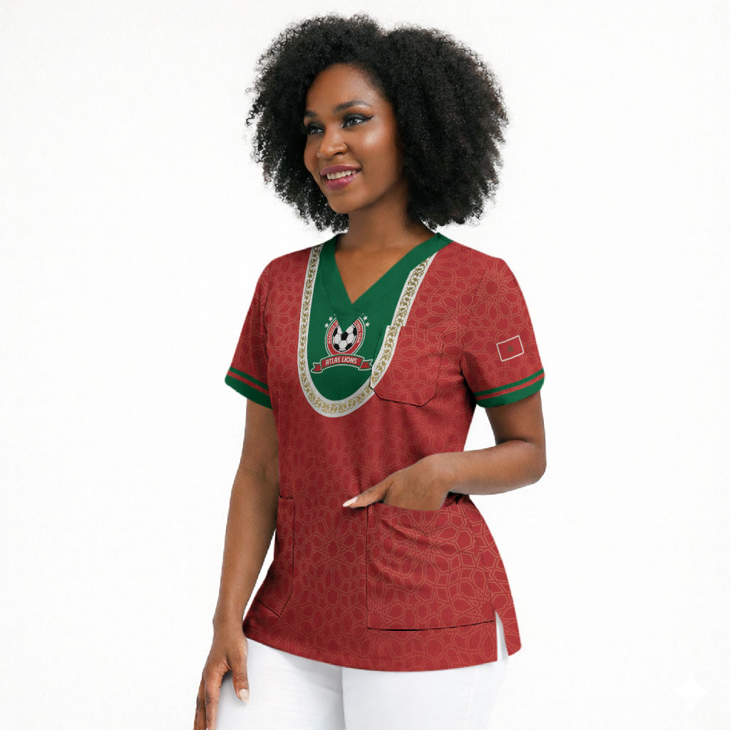Custom Morocco 2026 World Football Scrub Top Atlas Lions Go Champions