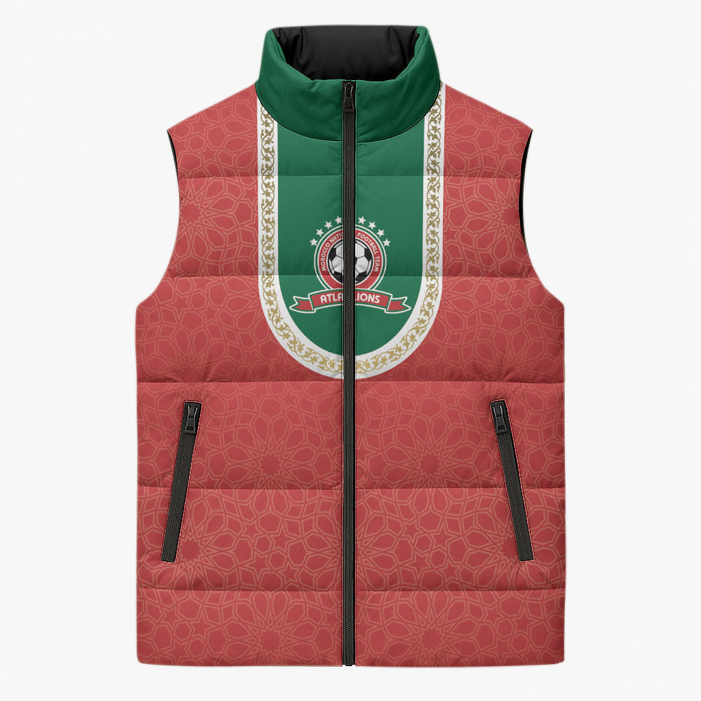 Custom Morocco 2026 World Football Sleeveless Puffer Jacket Atlas Lions Go Champions