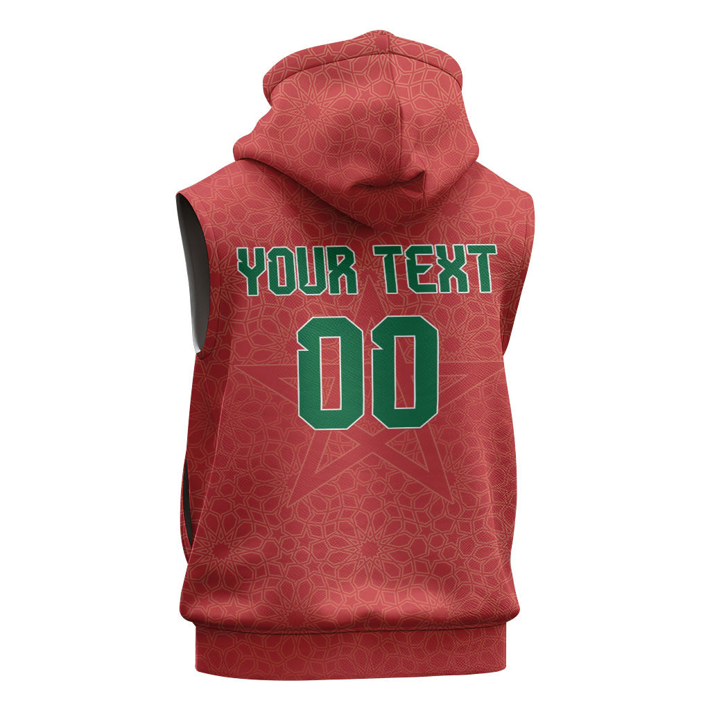 Custom Morocco 2026 World Football Sleeveless Zip Hoodie Atlas Lions Go Champions
