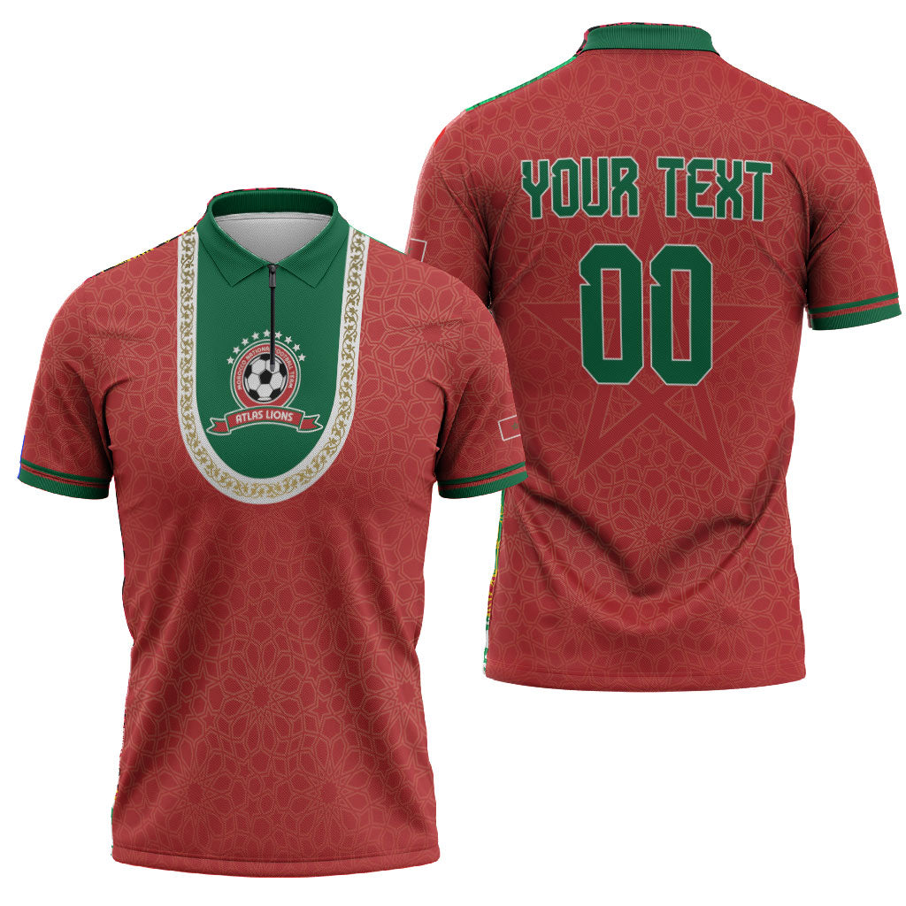 Custom Morocco 2026 World Football Zipper Polo Shirt Atlas Lions Go Champions