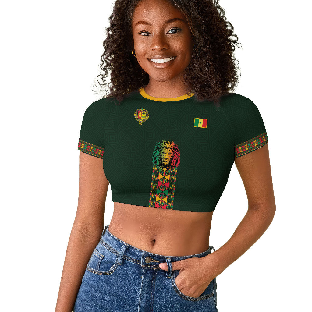 Custom Senegal 2026 World Football Raglan Cropped T shirt Lions of Teranga Go Champions