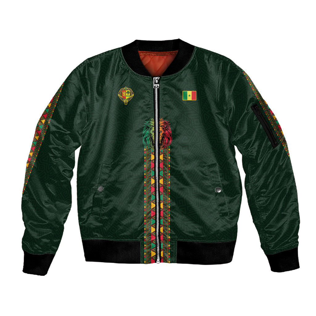 Custom Senegal 2026 World Football Sleeve Zip Bomber Jacket Lions of Teranga Go Champions