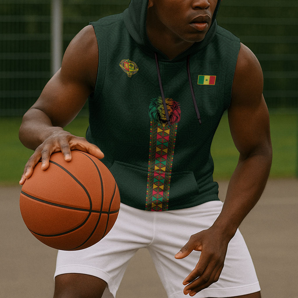 Custom Senegal 2026 World Football Sleeveless Hoodie Lions of Teranga Go Champions