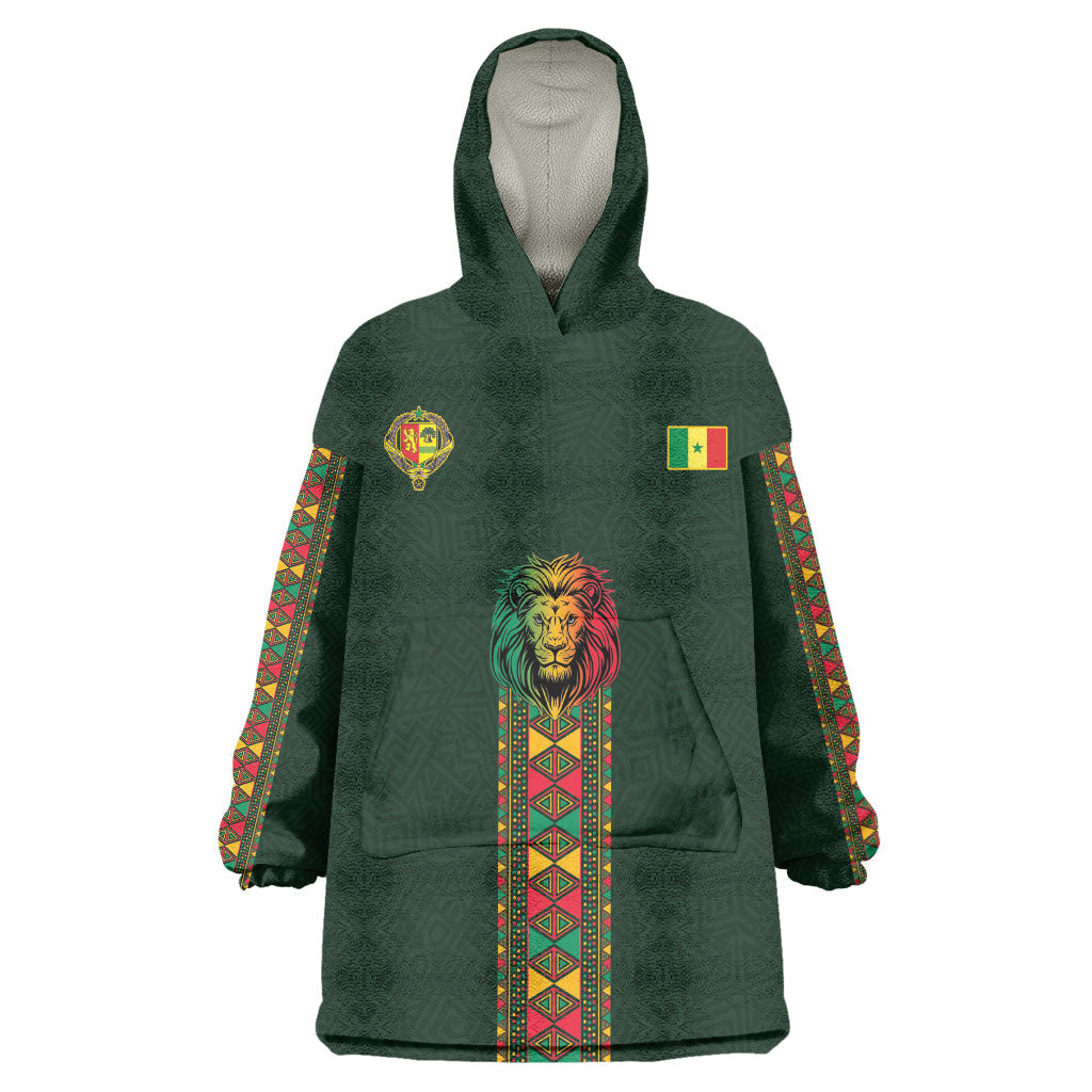 Custom Senegal 2026 World Football Wearable Blanket Hoodie Lions of Teranga Go Champions