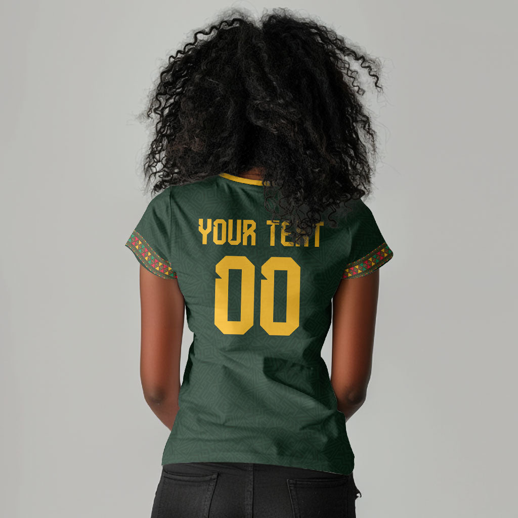Custom Senegal 2026 World Football Women V-Neck T-Shirt Lions of Teranga Go Champions