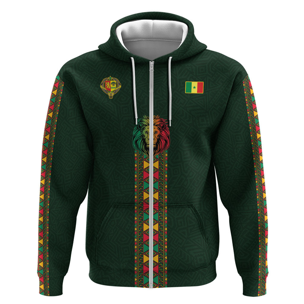 Custom Senegal 2026 World Football Zip Hoodie Lions of Teranga Go Champions