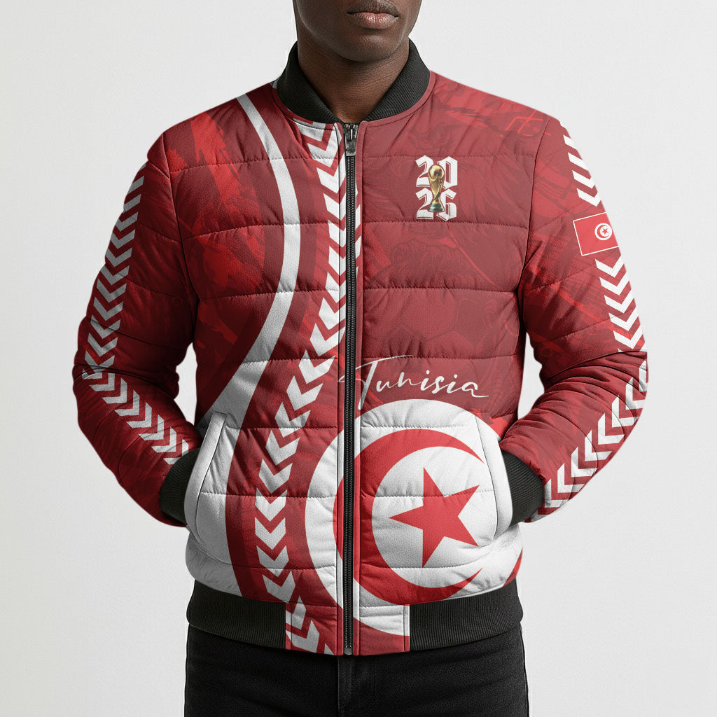 Custom Tunisia 2026 World Football Bomber Puffer Jacket Eagles of Carthage Go Champions