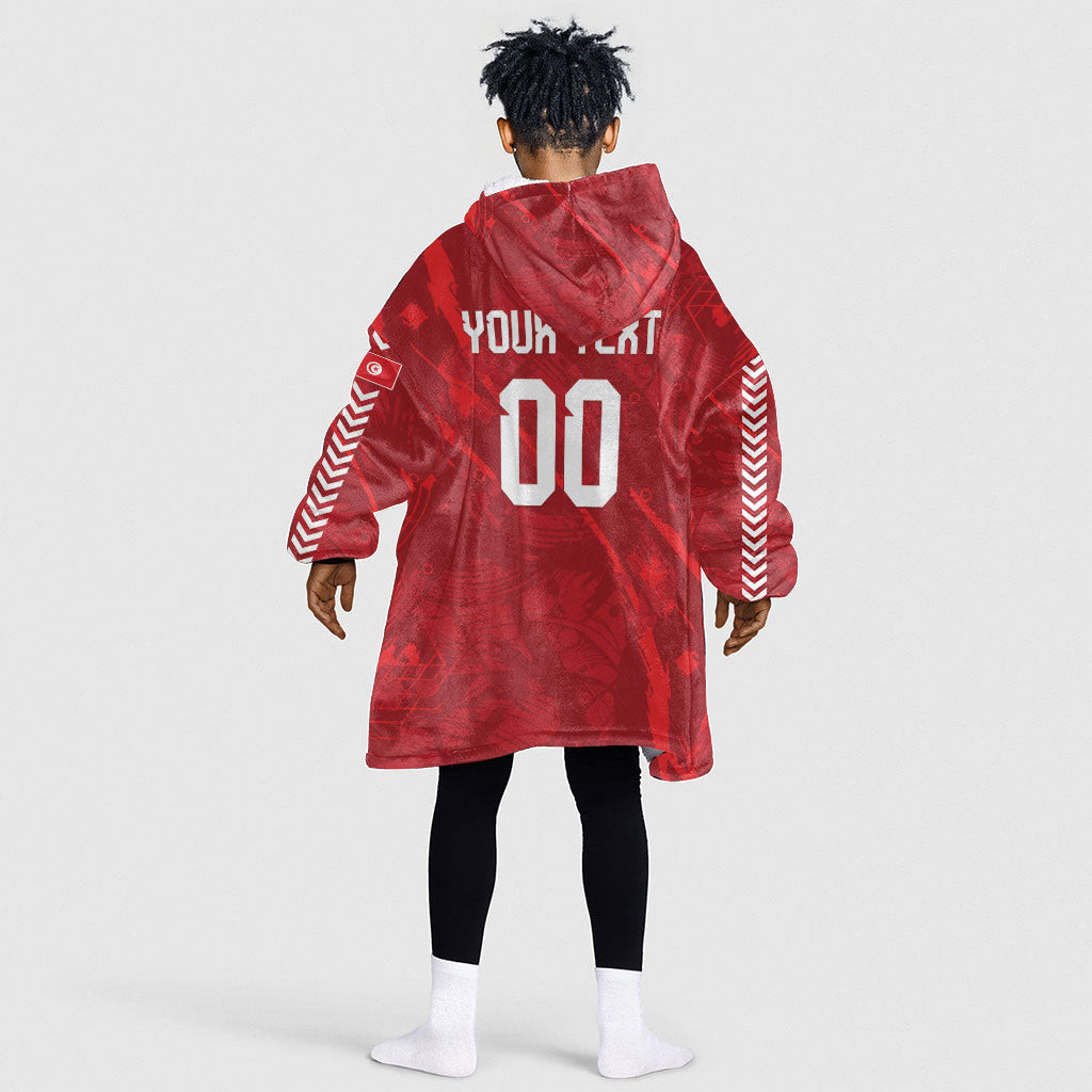 Custom Tunisia 2026 World Football Kid Wearable Blanket Hoodie Eagles of Carthage Go Champions
