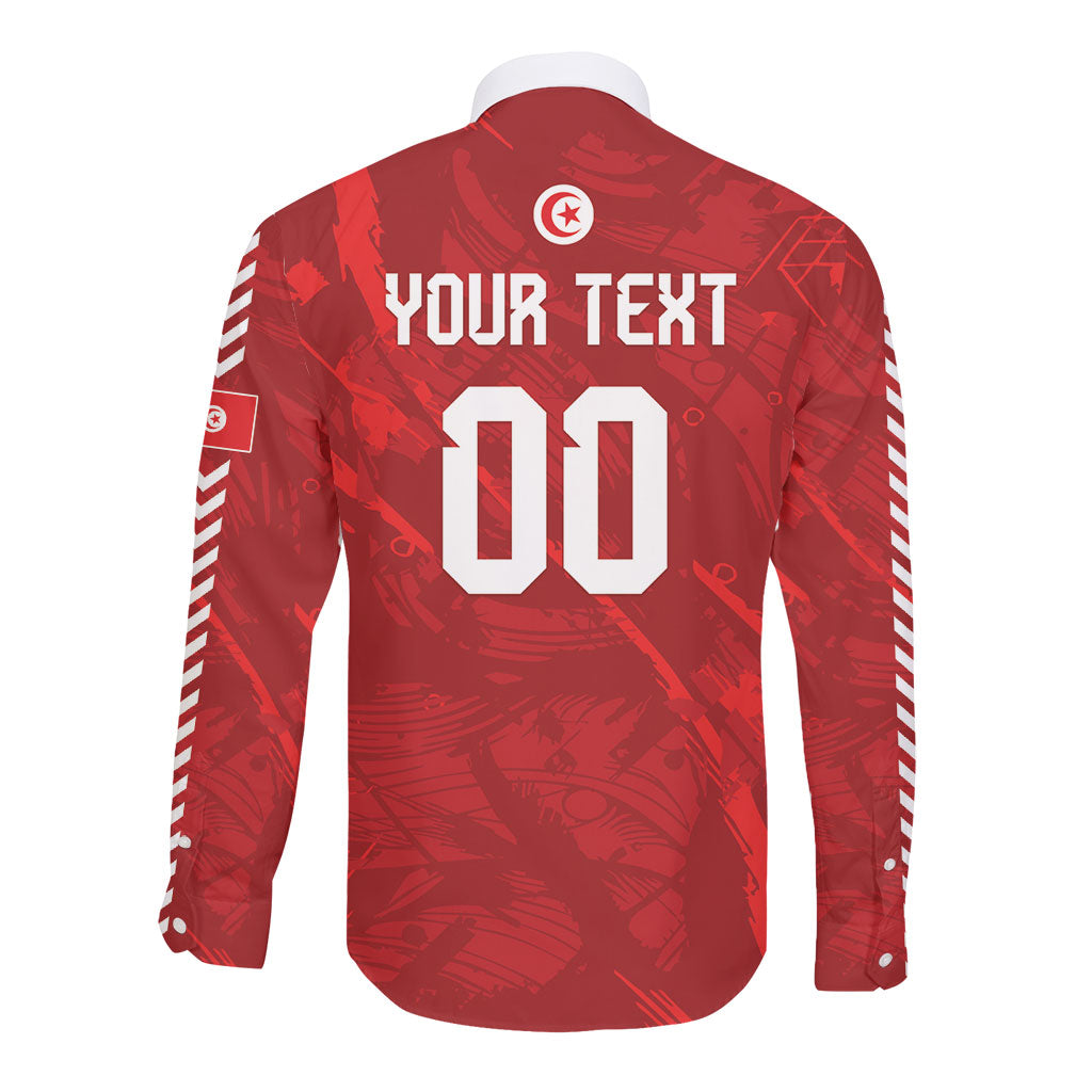 Custom Tunisia 2026 World Football Long Sleeve Button Shirt Eagles of Carthage Go Champions