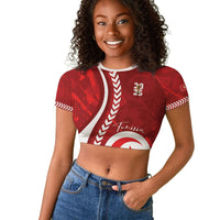 Custom Tunisia 2026 World Football Raglan Cropped T shirt Eagles of Carthage Go Champions