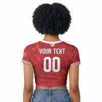 Custom Tunisia 2026 World Football Raglan Cropped T shirt Eagles of Carthage Go Champions