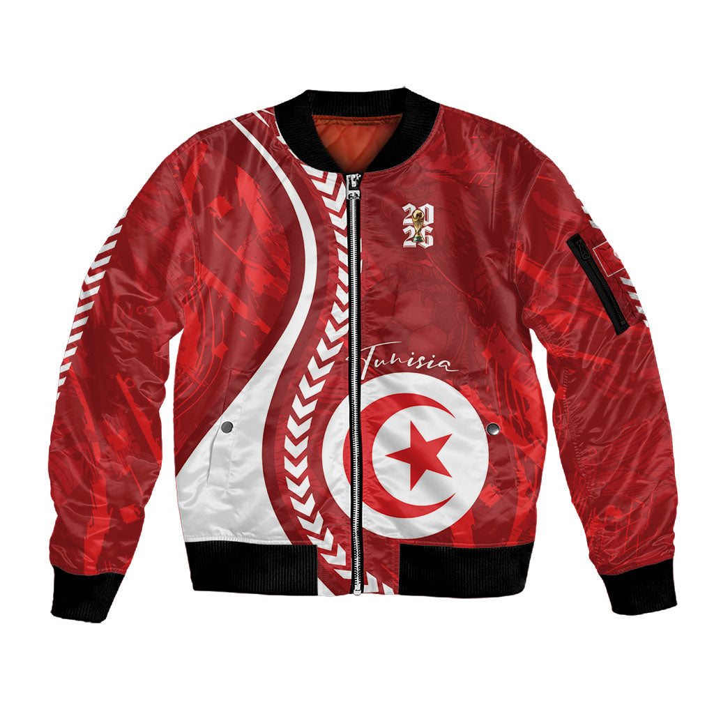 Custom Tunisia 2026 World Football Sleeve Zip Bomber Jacket Eagles of Carthage Go Champions