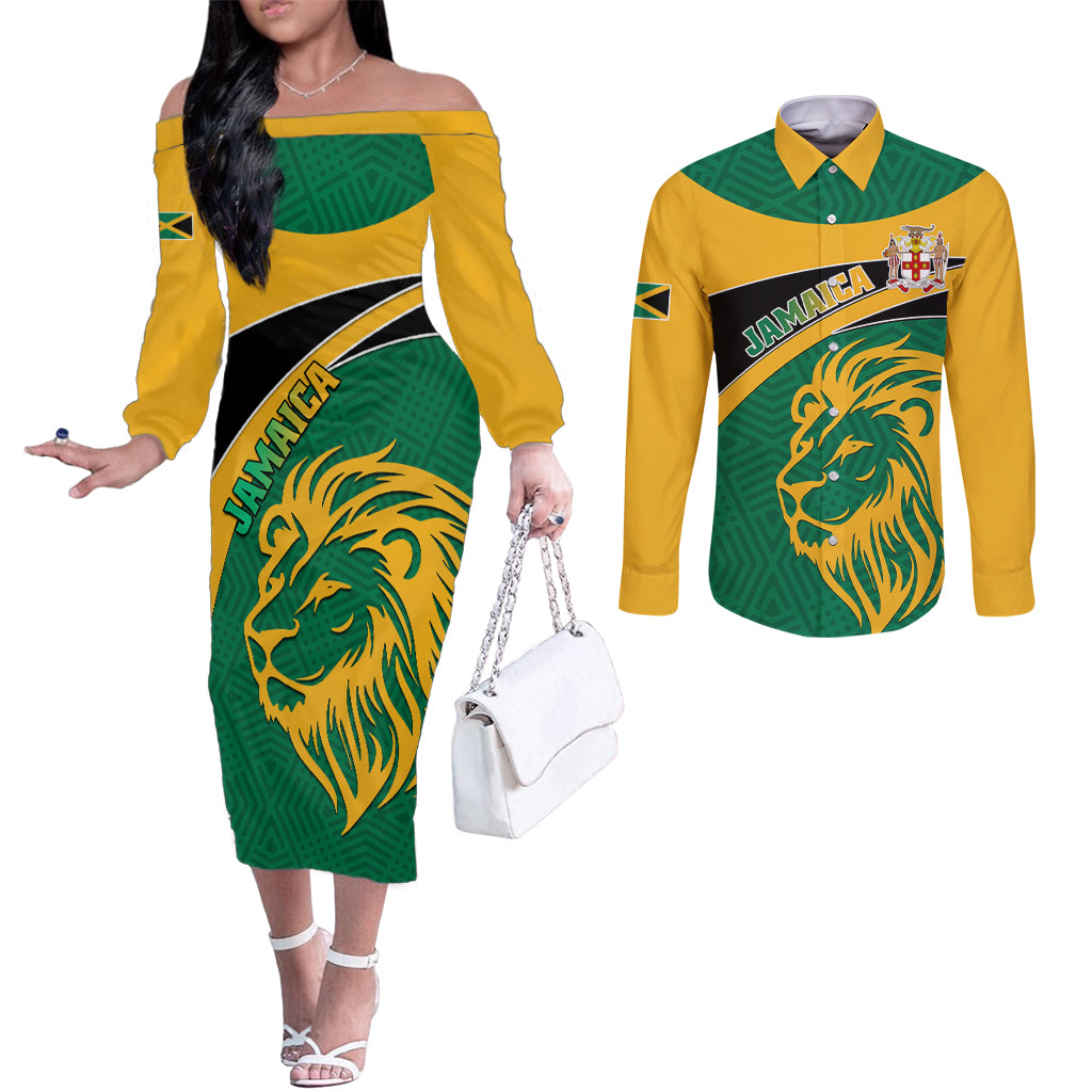 jamaica-couples-matching-off-the-shoulder-long-sleeve-dress-and-long-sleeve-button-shirts-jumieka-lion-mix-african-pattern