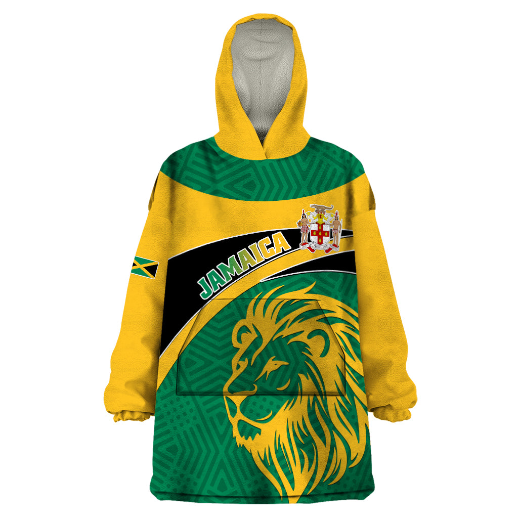Jamaica Wearable Blanket Hoodie Jumieka Lion Mix African Pattern - Wonder Print Shop