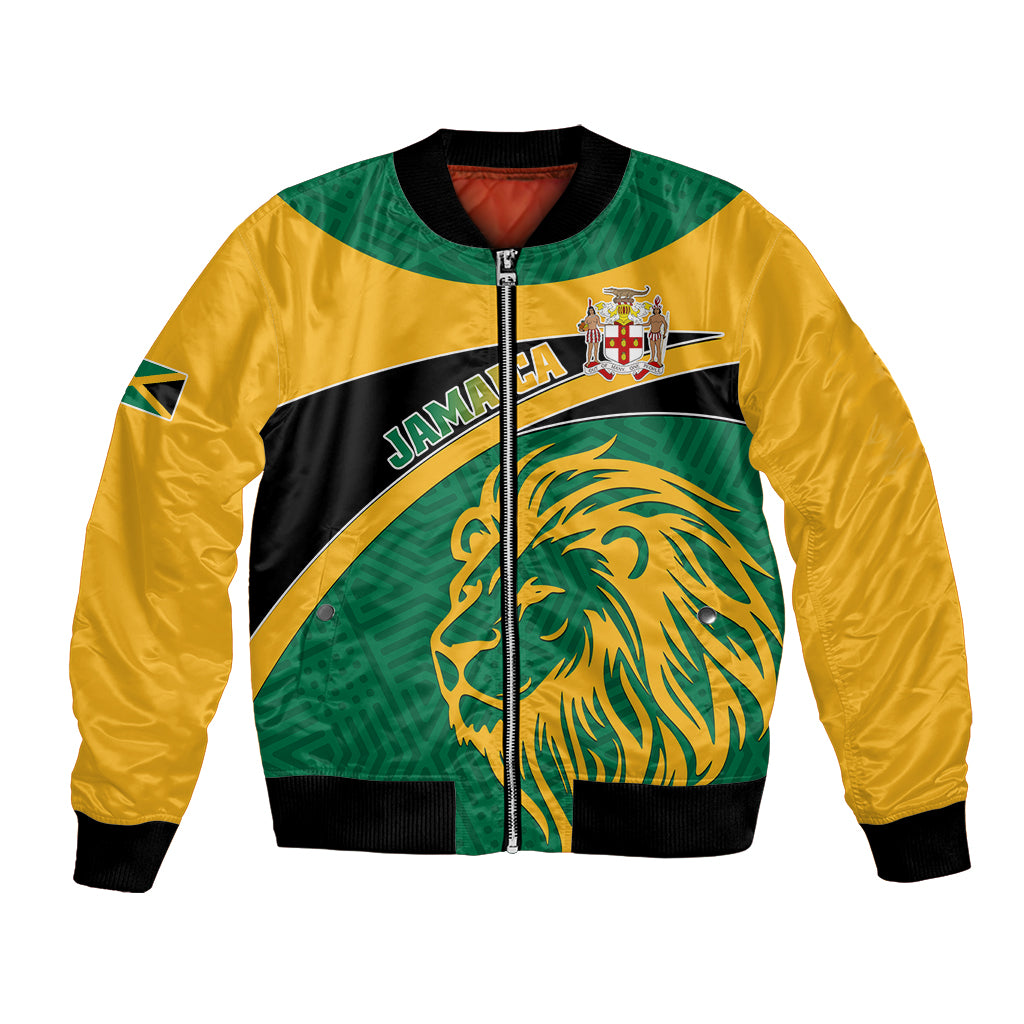 Personalised Jamaica Bomber Jacket Jumieka Lion Mix African Pattern - Wonder Print Shop