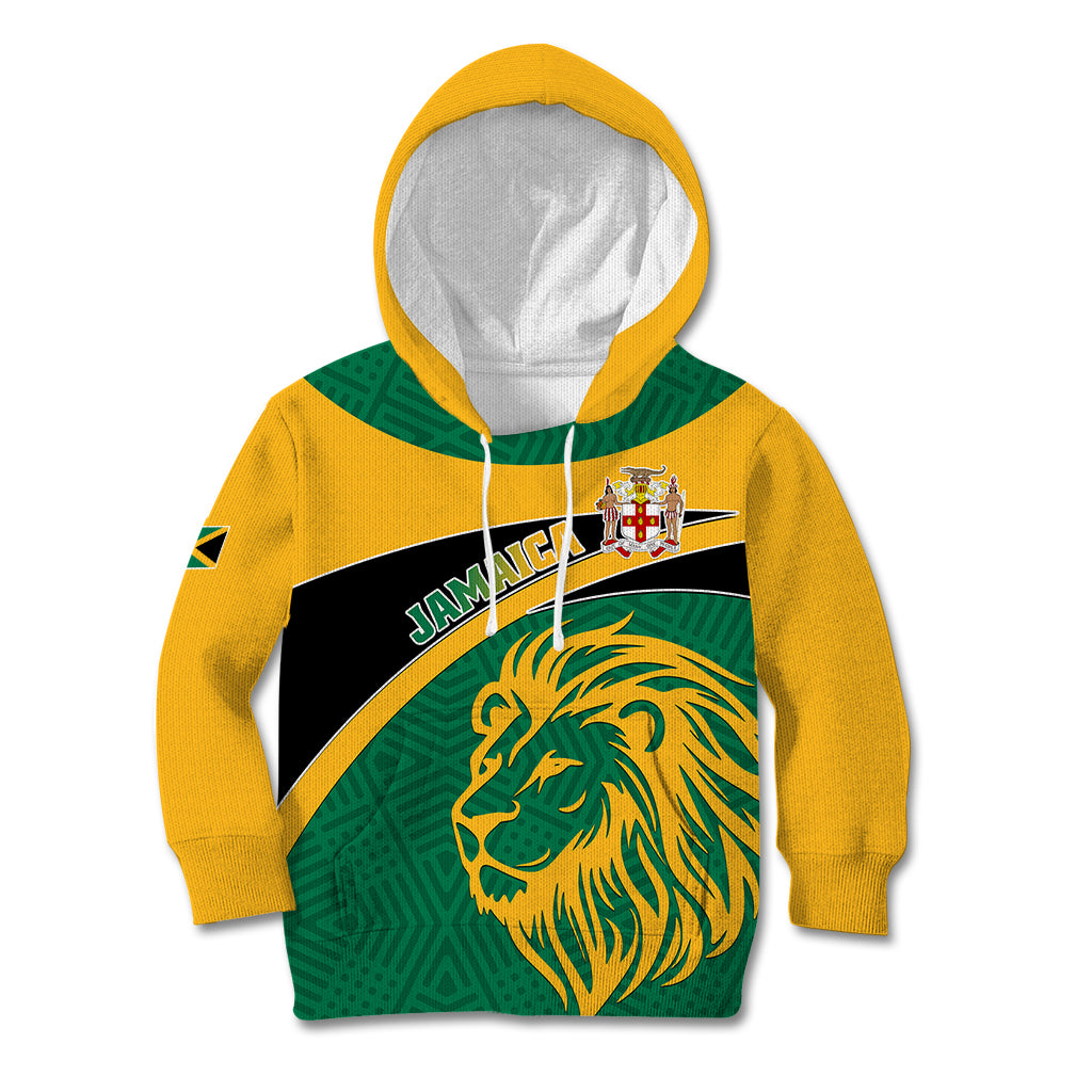 Personalised Jamaica Kid Hoodie Jumieka Lion Mix African Pattern - Wonder Print Shop