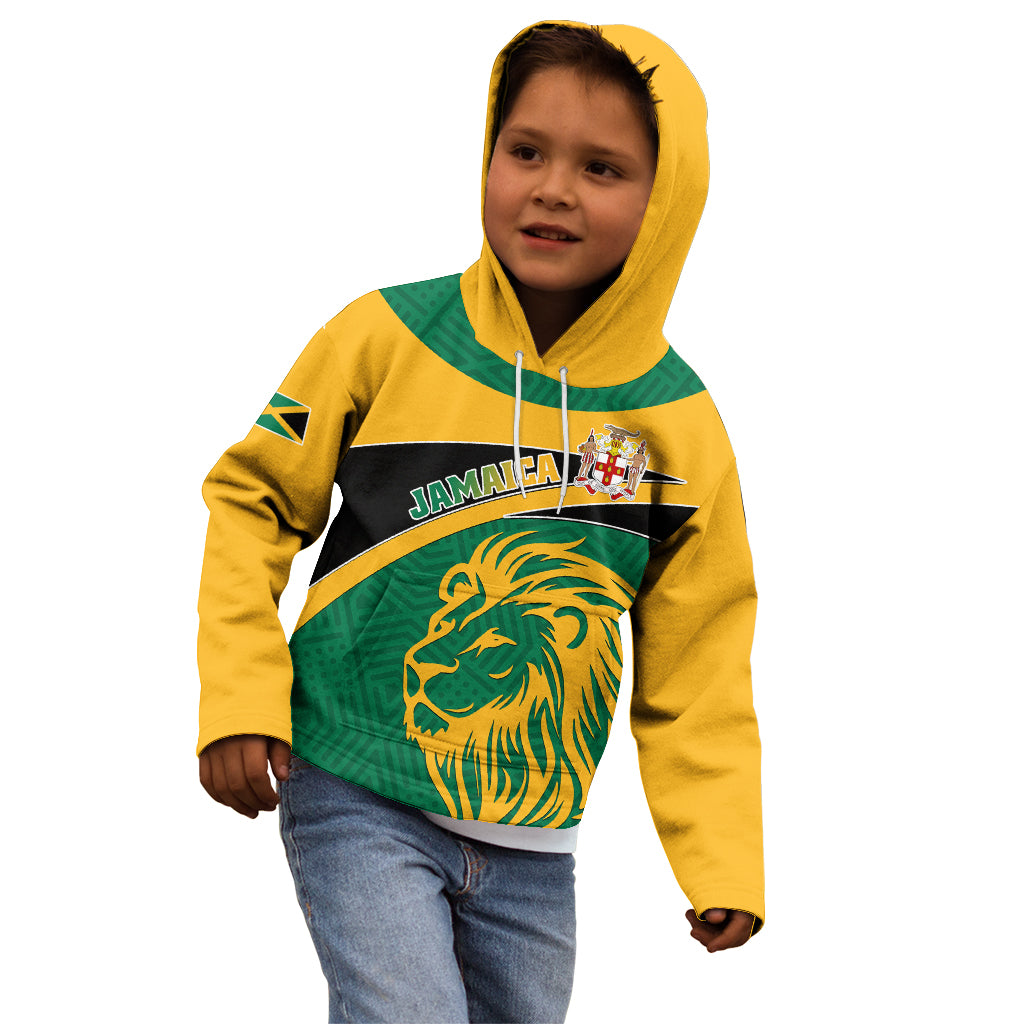 Personalised Jamaica Kid Hoodie Jumieka Lion Mix African Pattern - Wonder Print Shop
