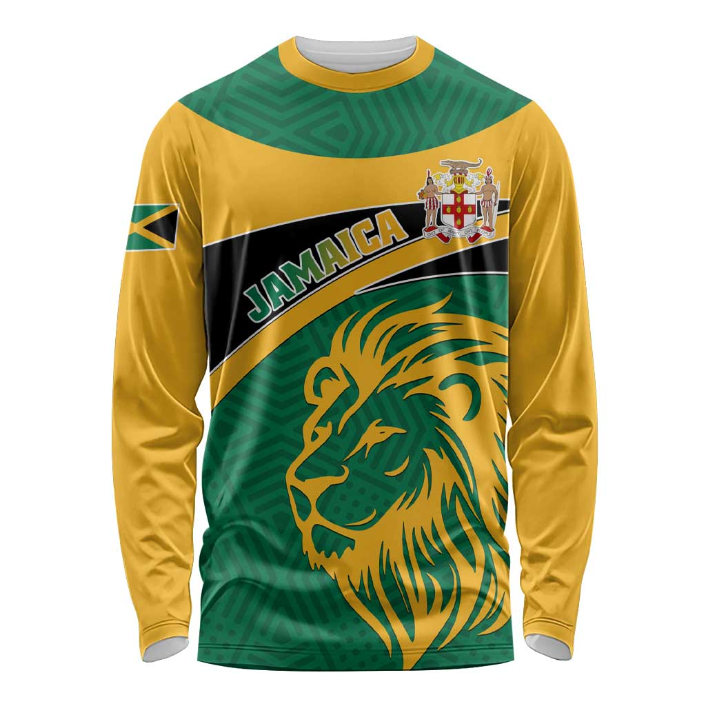 Personalised Jamaica Long Sleeve Shirt Jumieka Lion Mix African Pattern LT01