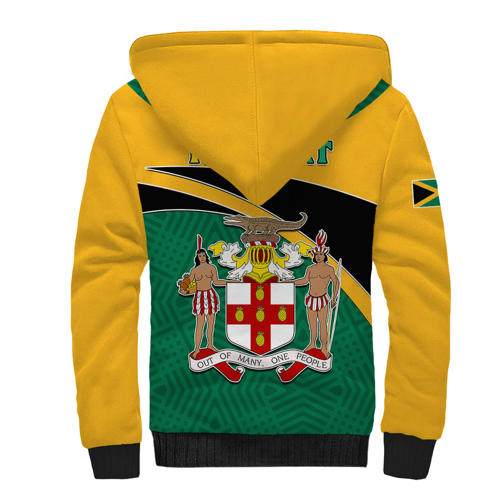 Personalised Jamaica Sherpa Hoodie Jumieka Lion Mix African Pattern - Wonder Print Shop