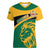 Personalised Jamaica Women V Neck T Shirt Jumieka Lion Mix African Pattern - Wonder Print Shop