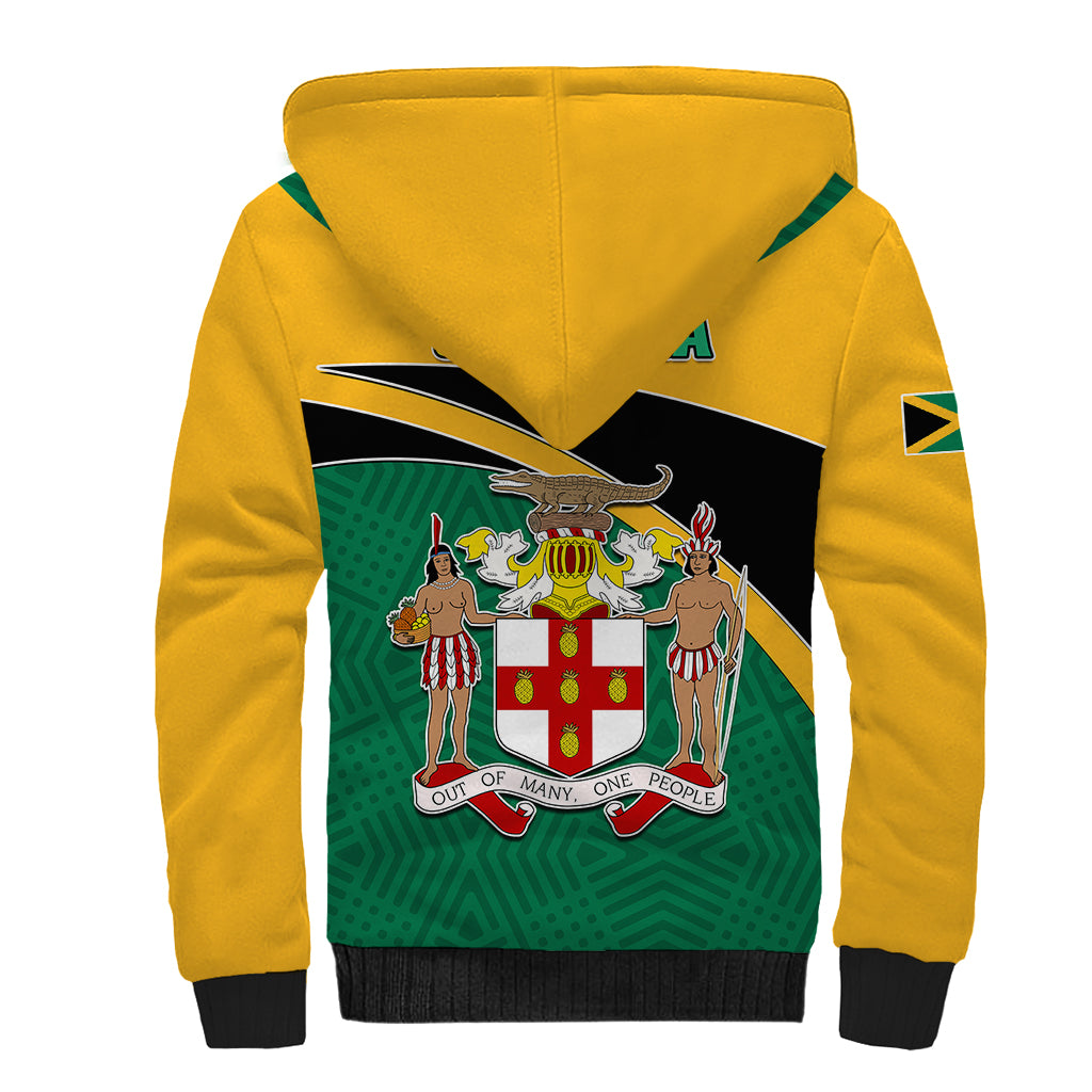 Jamaica Independence Day Sherpa Hoodie Jumieka Lion Mix African Pattern - Wonder Print Shop
