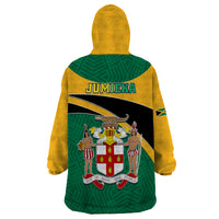 Jamaica Independence Day Wearable Blanket Hoodie Jumieka Lion Mix African Pattern - Wonder Print Shop