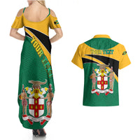 Personalised Jamaica Independence Day Couples Matching Summer Maxi Dress and Hawaiian Shirt Jumieka Lion Mix African Pattern - Wonder Print Shop