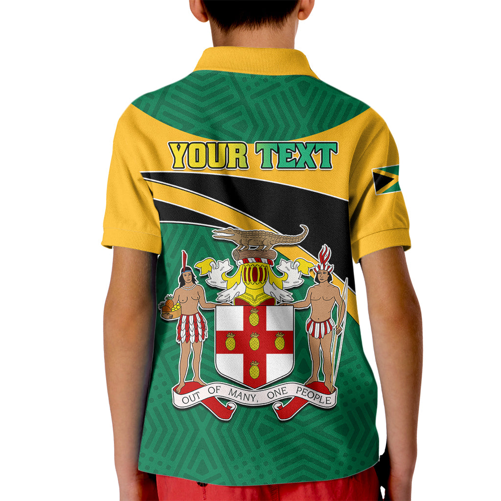 Personalised Jamaica Independence Day Kid Polo Shirt Jumieka Lion Mix African Pattern - Wonder Print Shop
