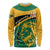 Personalised Jamaica Independence Day Long Sleeve Shirt Jumieka Lion Mix African Pattern LT01