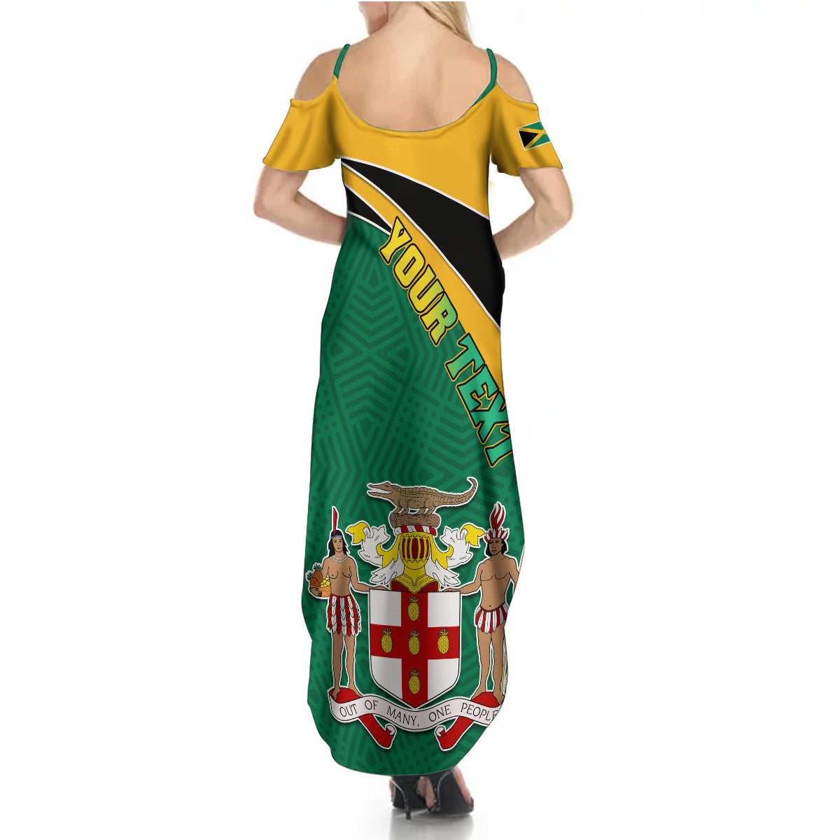 Personalised Jamaica Independence Day Summer Maxi Dress Jumieka Lion Mix African Pattern - Wonder Print Shop