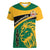 Personalised Jamaica Independence Day Women V Neck T Shirt Jumieka Lion Mix African Pattern - Wonder Print Shop