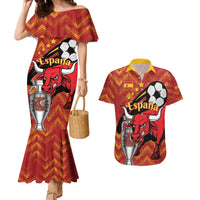 Spain 2024 Football Champions Couples Matching Mermaid Dress and Hawaiian Shirt Espana La Roja - Wonder Print Shop