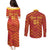 Spain 2024 Football Champions Couples Matching Puletasi and Long Sleeve Button Shirt Espana La Roja - Wonder Print Shop