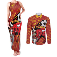 Spain 2024 Football Champions Couples Matching Tank Maxi Dress and Long Sleeve Button Shirt Espana La Roja - Wonder Print Shop