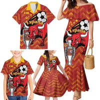 Spain 2024 Football Champions Family Matching Mermaid Dress and Hawaiian Shirt Espana La Roja - Wonder Print Shop