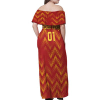 Spain 2024 Football Champions Family Matching Off Shoulder Maxi Dress and Hawaiian Shirt Espana La Roja - Wonder Print Shop