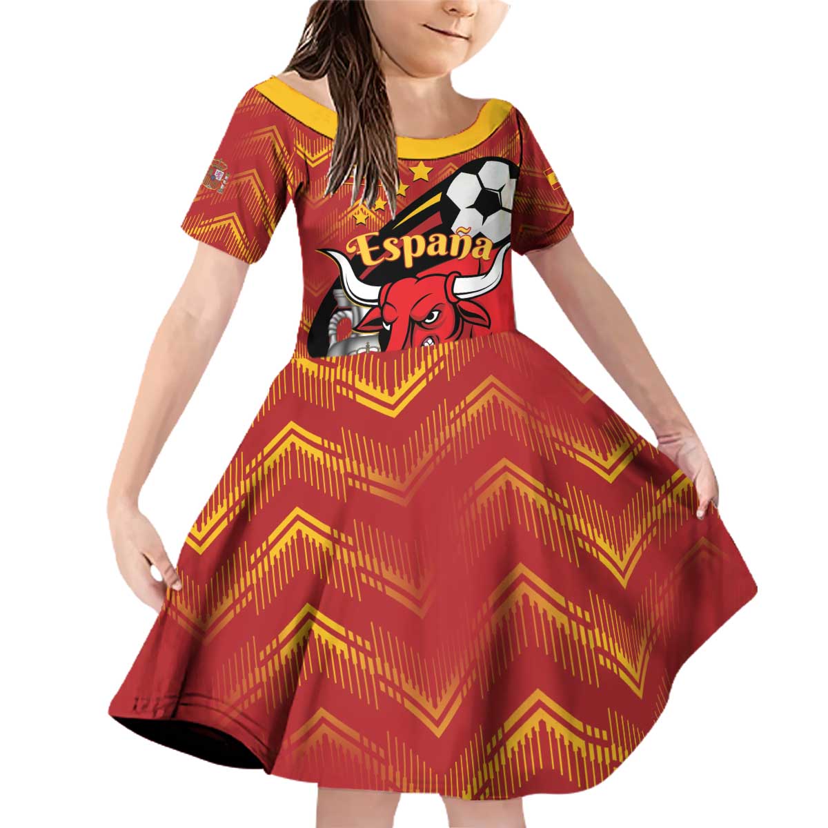Spain 2024 Football Champions Family Matching Off Shoulder Short Dress and Hawaiian Shirt Espana La Roja - Wonder Print Shop