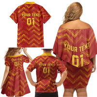 Spain 2024 Football Champions Family Matching Off Shoulder Short Dress and Hawaiian Shirt Espana La Roja - Wonder Print Shop