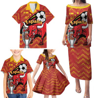 Spain 2024 Football Champions Family Matching Puletasi and Hawaiian Shirt Espana La Roja - Wonder Print Shop