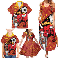 Spain 2024 Football Champions Family Matching Summer Maxi Dress and Hawaiian Shirt Espana La Roja - Wonder Print Shop