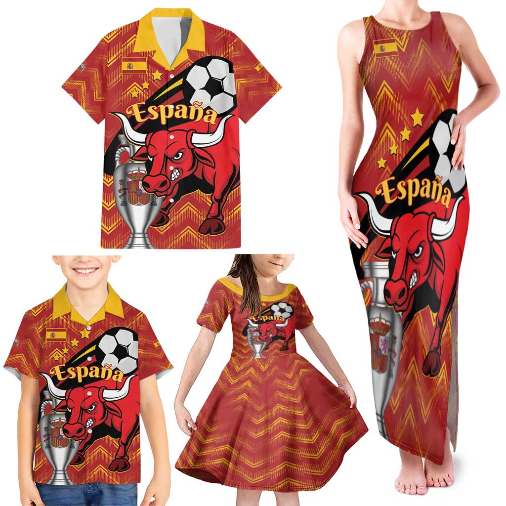Spain 2024 Football Champions Family Matching Tank Maxi Dress and Hawaiian Shirt Espana La Roja - Wonder Print Shop