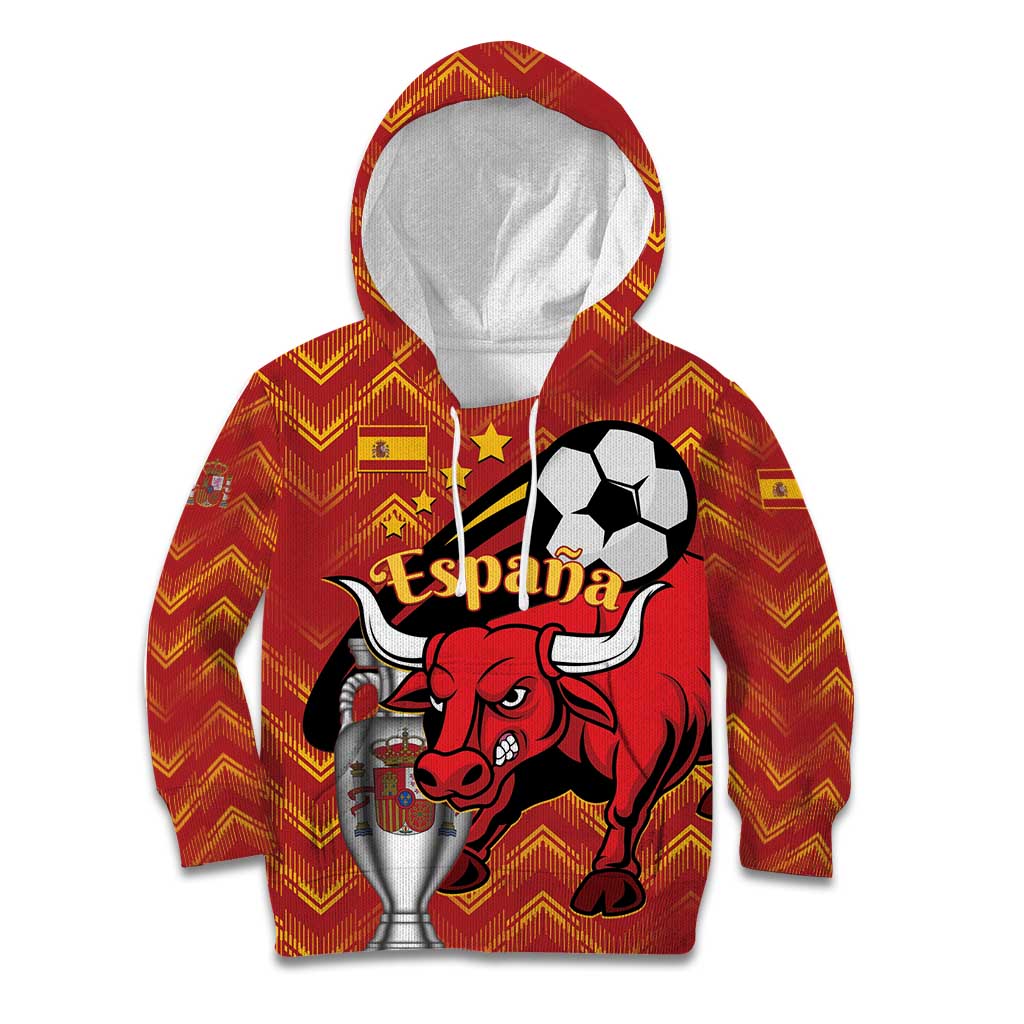 Spain 2024 Football Champions Kid Hoodie Espana La Roja - Wonder Print Shop