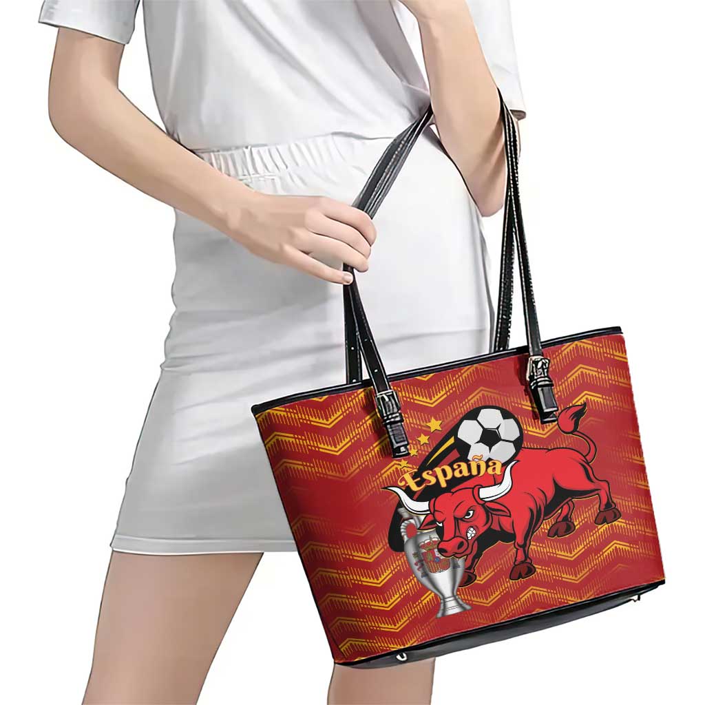 Spain 2024 Football Champions Leather Tote Bag Espana La Roja - Wonder Print Shop